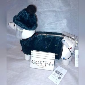 New Kate Spade Leather Dashshund Cross Body/Matching 2 Sided Card Case